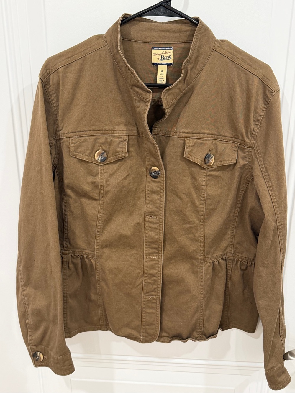 Bass Women's Brown Utility Jacket with Stand Collar